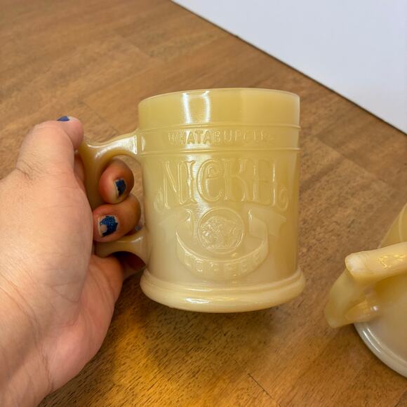 Vtg 1980s Whataburger Buffalo Indian Nickel Coffee Mugs Lot Of 2 Butterscotch - Picture 5 of 10